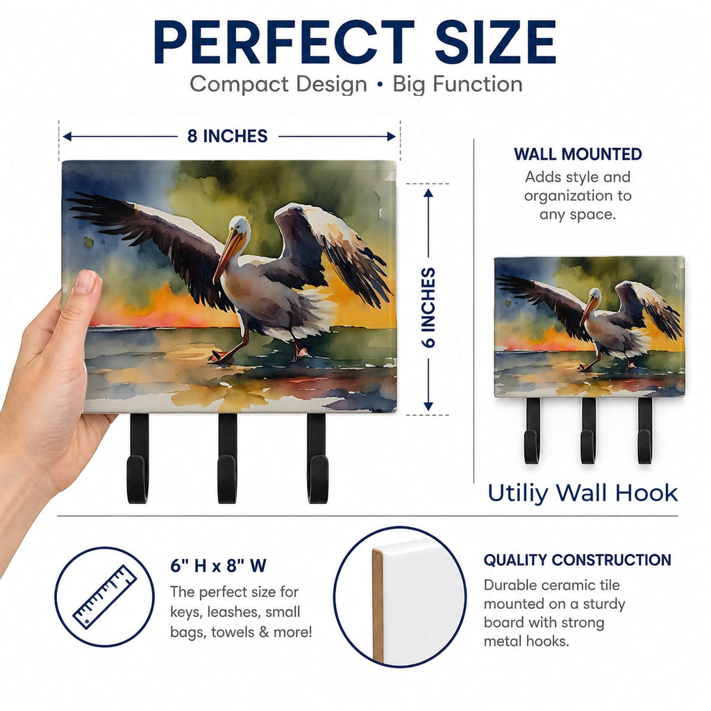 Pelican Leash or Key Holder Wall Hooks, Coat Rack Wall Mount, for Hanging Keys, Towels, Aprons, Leashes