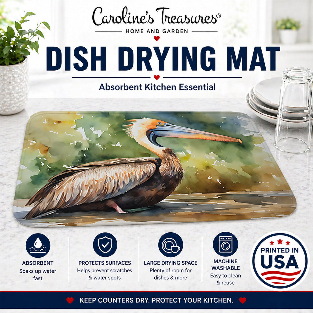 Pelican Dish Drying Mat Absorbent Dish Drying Mat Pad for Kitchen Counter Dish Drainer Mat for Countertop, 14 x 21", Multicolor