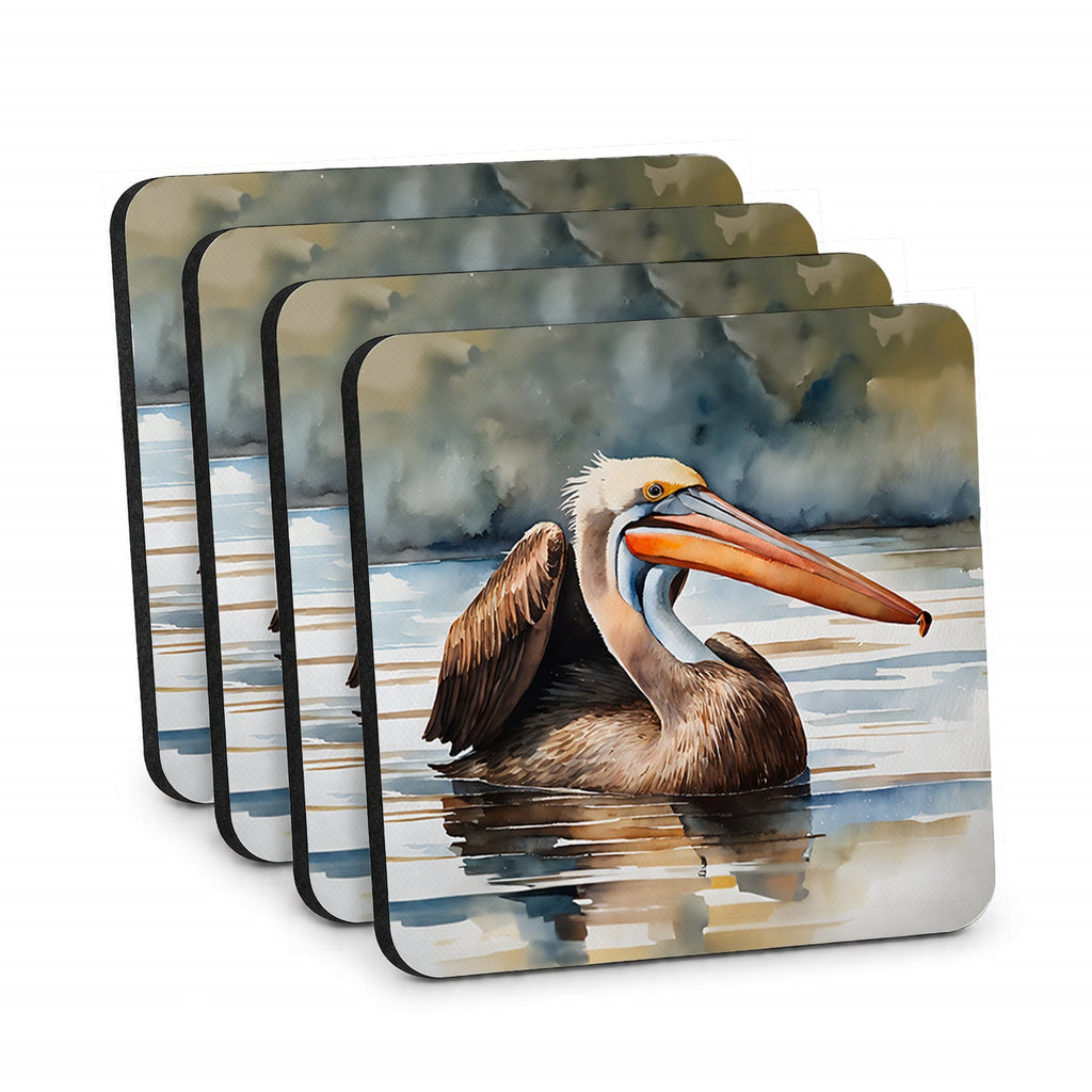 Pelican Foam Coasters Set of 4 Cup Coasters for Indoor Outdoor, Tabletop Protection, Anti Slip, Mouse pad Material