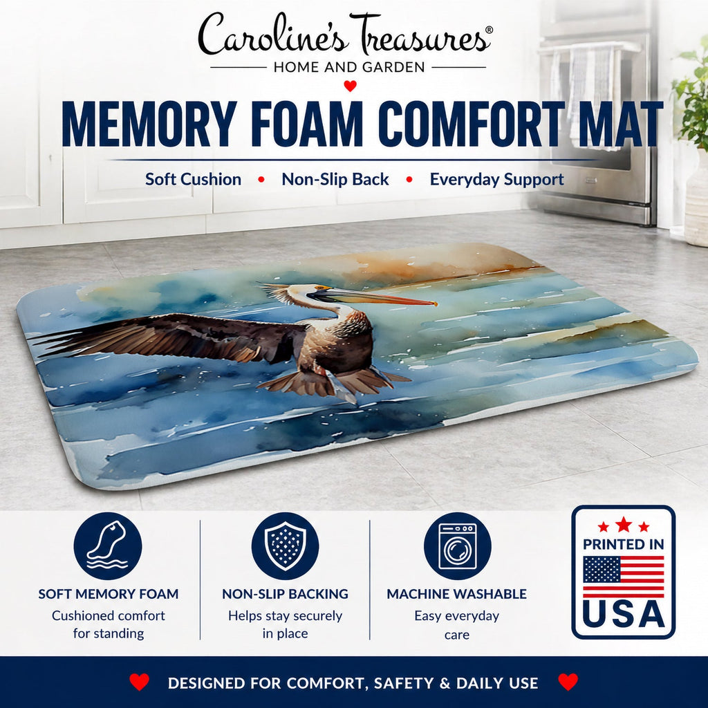 Pelican Memory Foam Kitchen Mat Machine Washable Anti-Fatigue Cushion Comfort Bath or Kitchen Rug