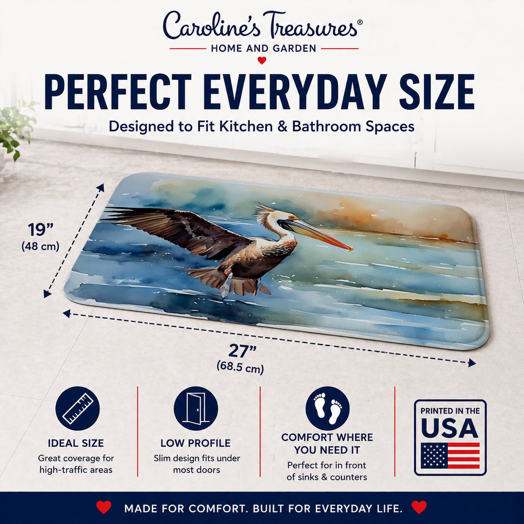 Pelican Memory Foam Kitchen Mat Machine Washable Anti-Fatigue Cushion Comfort Bath or Kitchen Rug