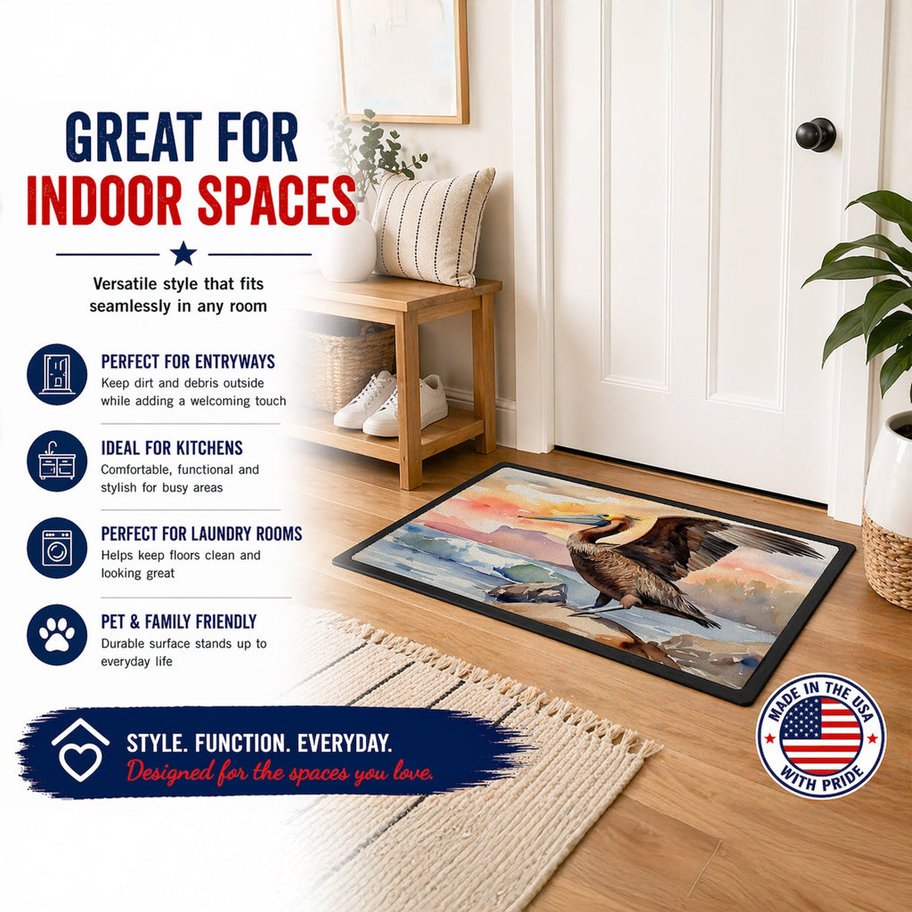 Pelican Doormat Indoor Outdoor 24H X 36W Front Door Mat Rugs for Entryway, Non Slip Washable Low Pile,