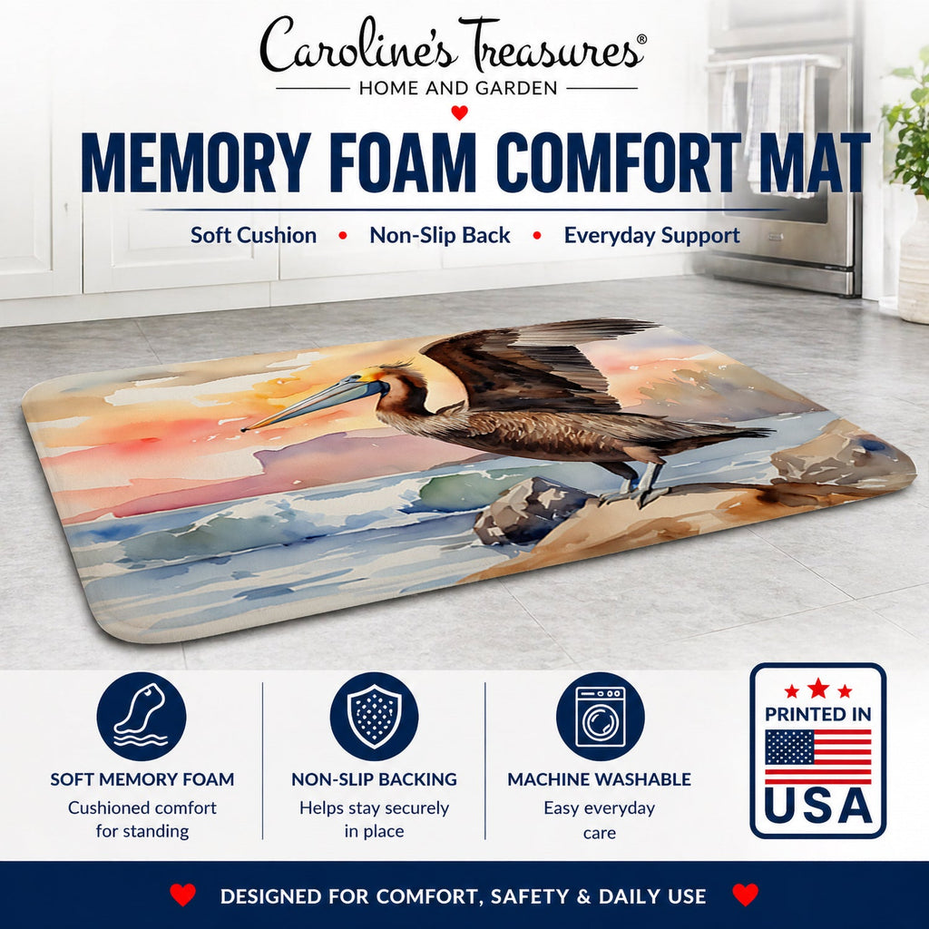 Pelican Memory Foam Kitchen Mat Machine Washable Anti-Fatigue Cushion Comfort Bath or Kitchen Rug