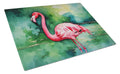 Flamingo Cutting Board Tempered Glass Kitchen Cutting Surface, Heat Resistant Chopping, Non-Slip Feet, Food Prep & Serving
