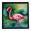 Flamingo Framed Metal Print Bathroom, Kitchen, Office, Home Decor Wall Art Ready to Hang, Square, 8X8
