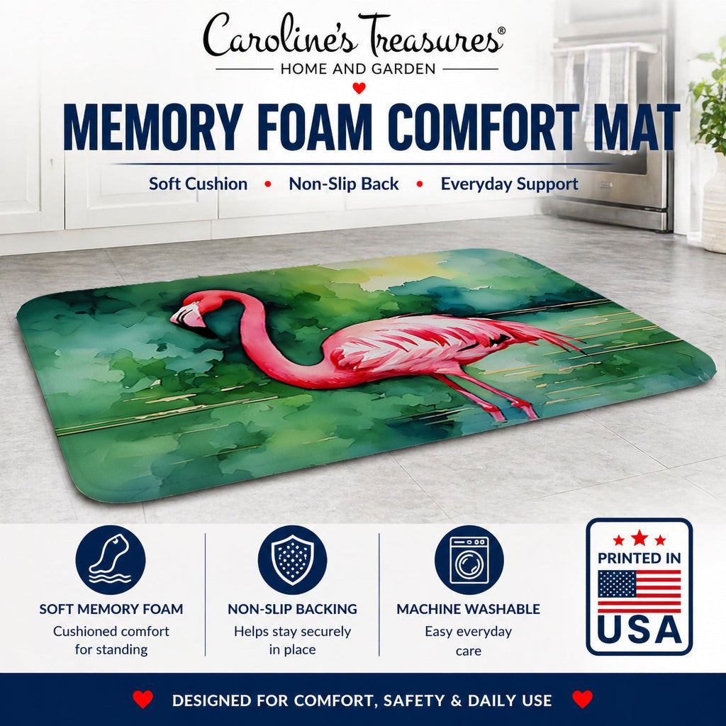 Flamingo Memory Foam Kitchen Mat Machine Washable Anti-Fatigue Cushion Comfort Bath or Kitchen Rug
