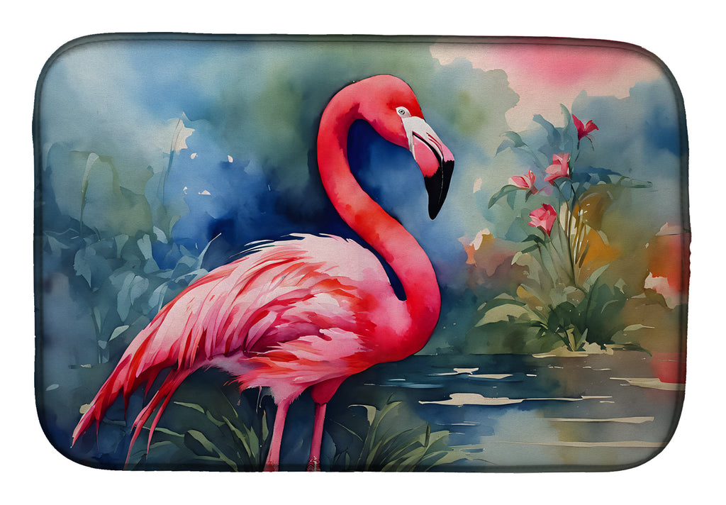 Flamingo Dish Drying Mat Absorbent Dish Drying Mat Pad for Kitchen Counter Dish Drainer Mat for Countertop, 14 x 21", Multicolor