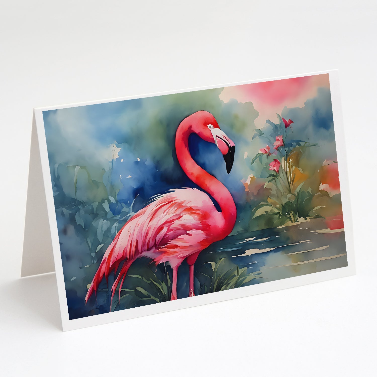 Flamingo Greeting Cards Pack of 8 Blank Cards with Envelopes Whimsical A7 Size 5x7