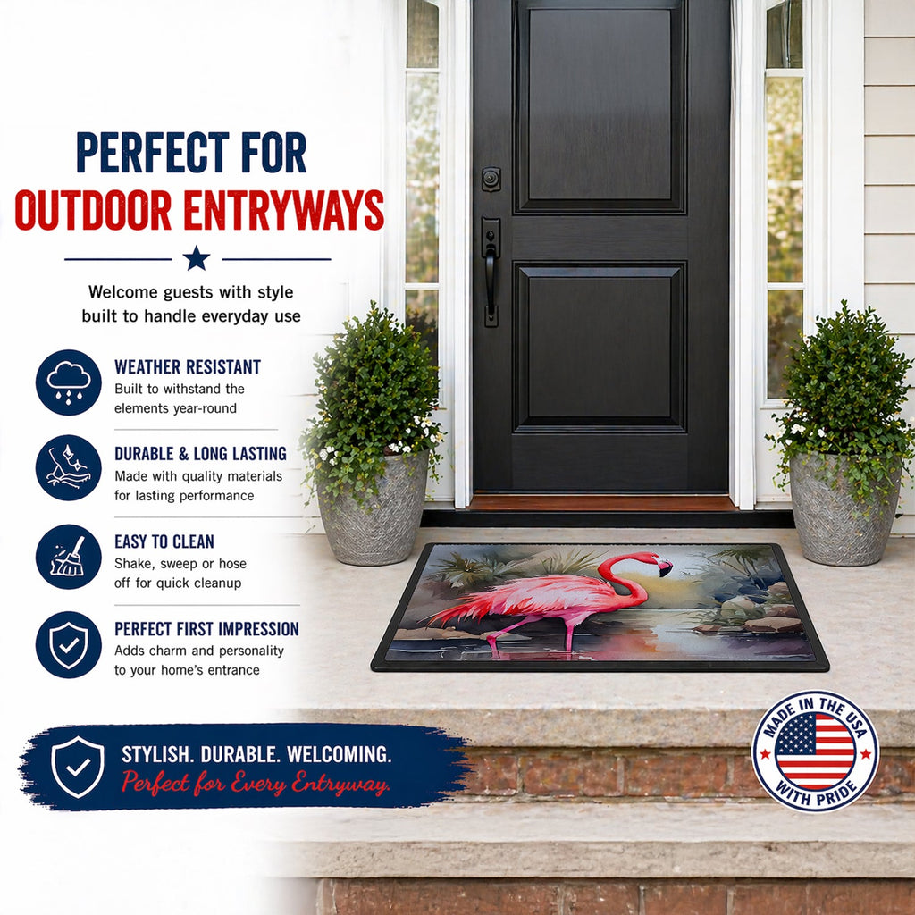 Flamingo Doormat Indoor Outdoor 18H X 27W Front Door Mat Rugs for Entryway, Non Slip Washable