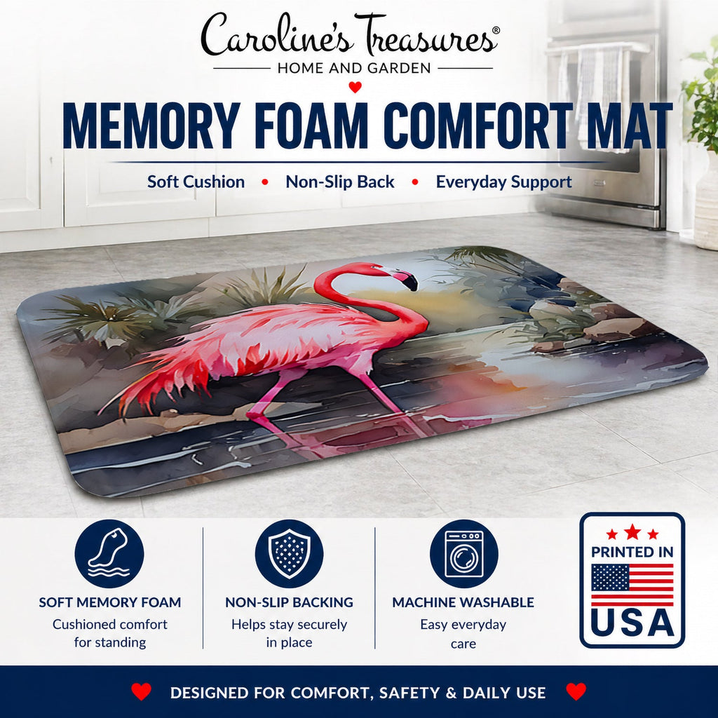 Flamingo Memory Foam Kitchen Mat Machine Washable Anti-Fatigue Cushion Comfort Bath or Kitchen Rug