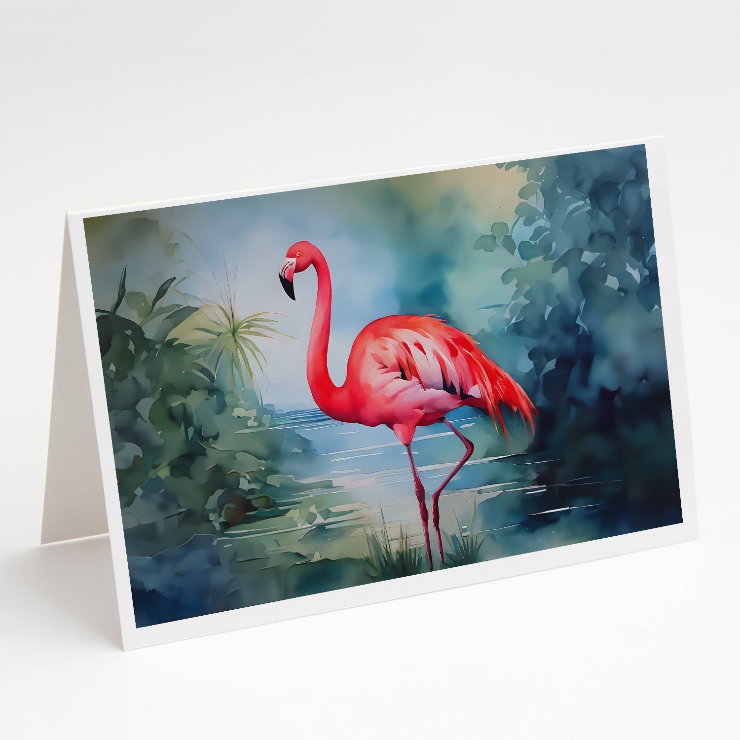 Flamingo Greeting Cards Pack of 8 Blank Cards with Envelopes Whimsical A7 Size 5x7