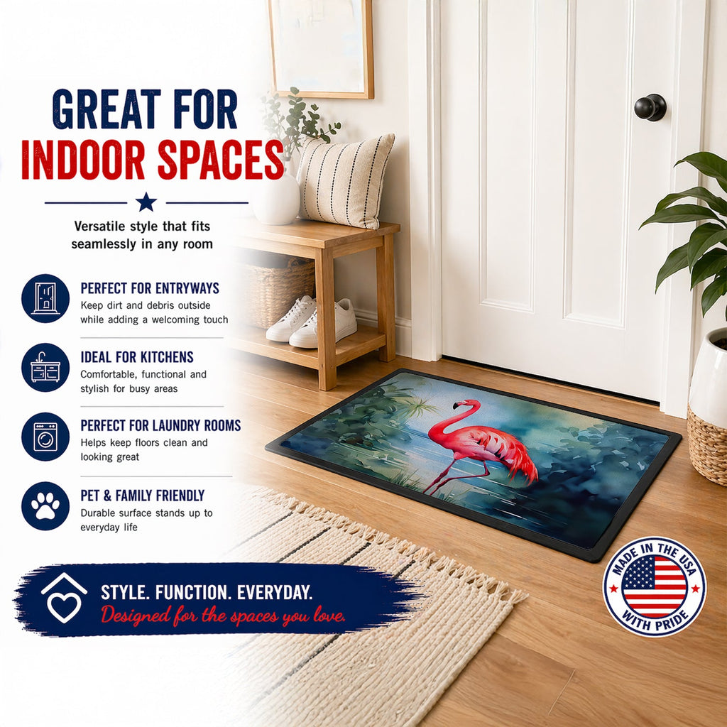 Flamingo Doormat Indoor Outdoor 24H X 36W Front Door Mat Rugs for Entryway, Non Slip Washable Low Pile,
