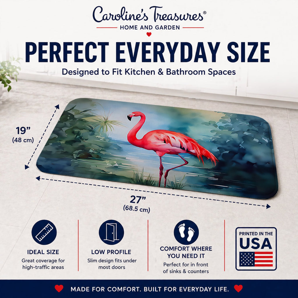 Flamingo Memory Foam Kitchen Mat Machine Washable Anti-Fatigue Cushion Comfort Bath or Kitchen Rug