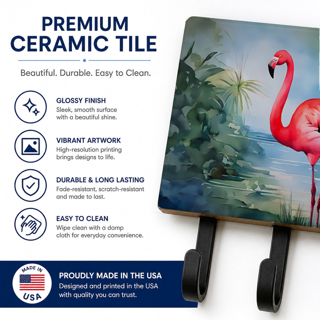 Flamingo Leash or Key Holder Wall Hooks, Coat Rack Wall Mount, for Hanging Keys, Towels, Aprons, Leashes