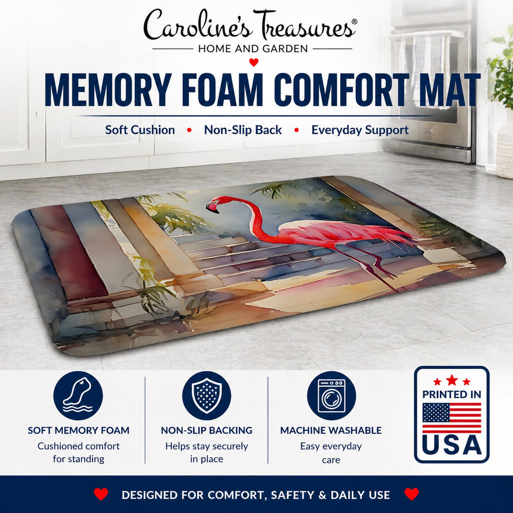 Flamingo Memory Foam Kitchen Mat Machine Washable Anti-Fatigue Cushion Comfort Bath or Kitchen Rug