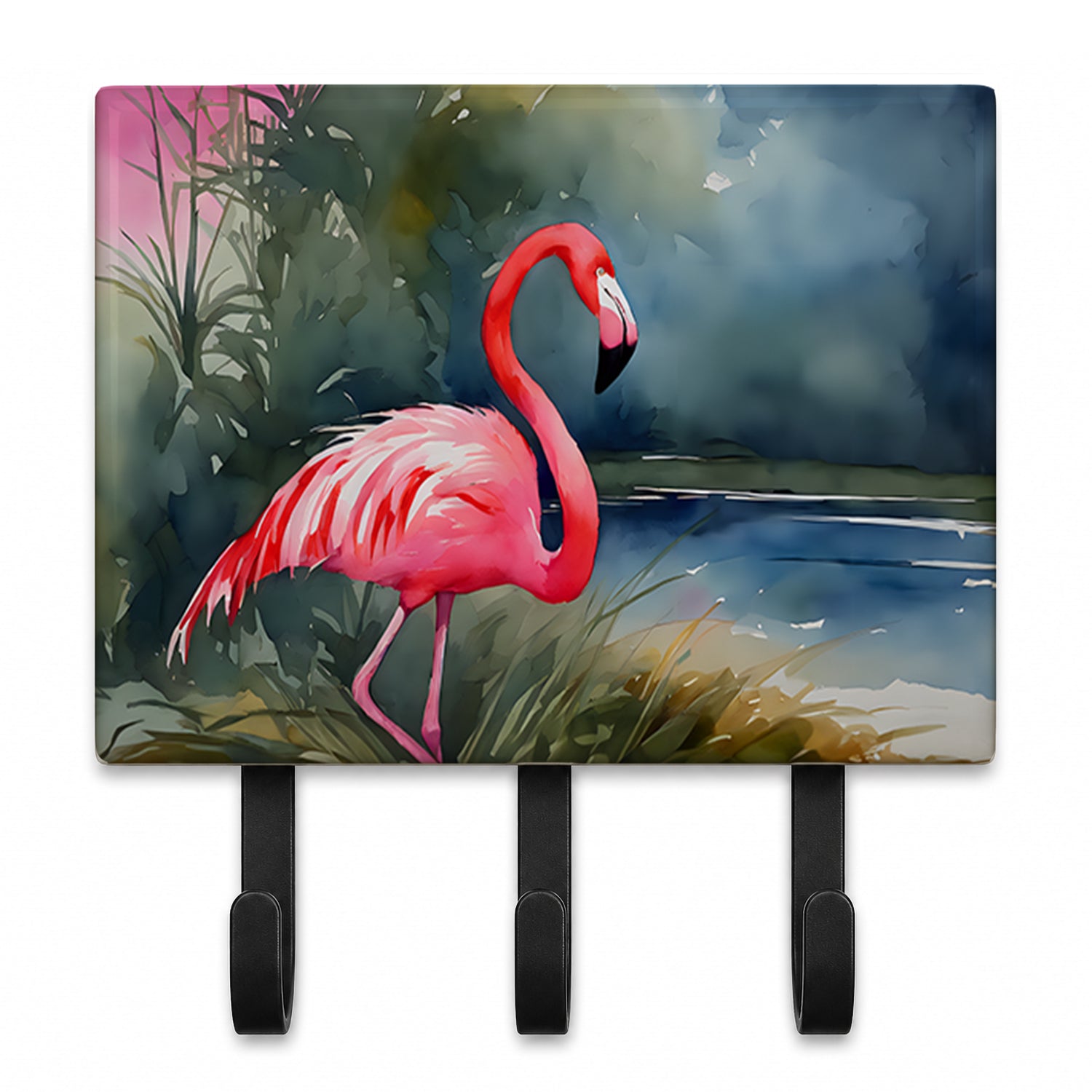 Flamingo Leash or Key Holder Wall Hooks, Coat Rack Wall Mount, for Hanging Keys, Towels, Aprons, Leashes
