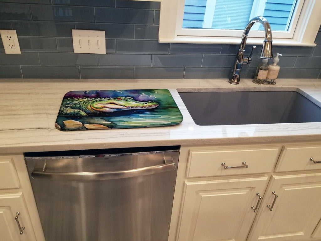 Alligator Dish Drying Mat Absorbent Dish Drying Mat Pad for Kitchen Counter Dish Drainer Mat for Countertop, 14 x 21", Multicolor