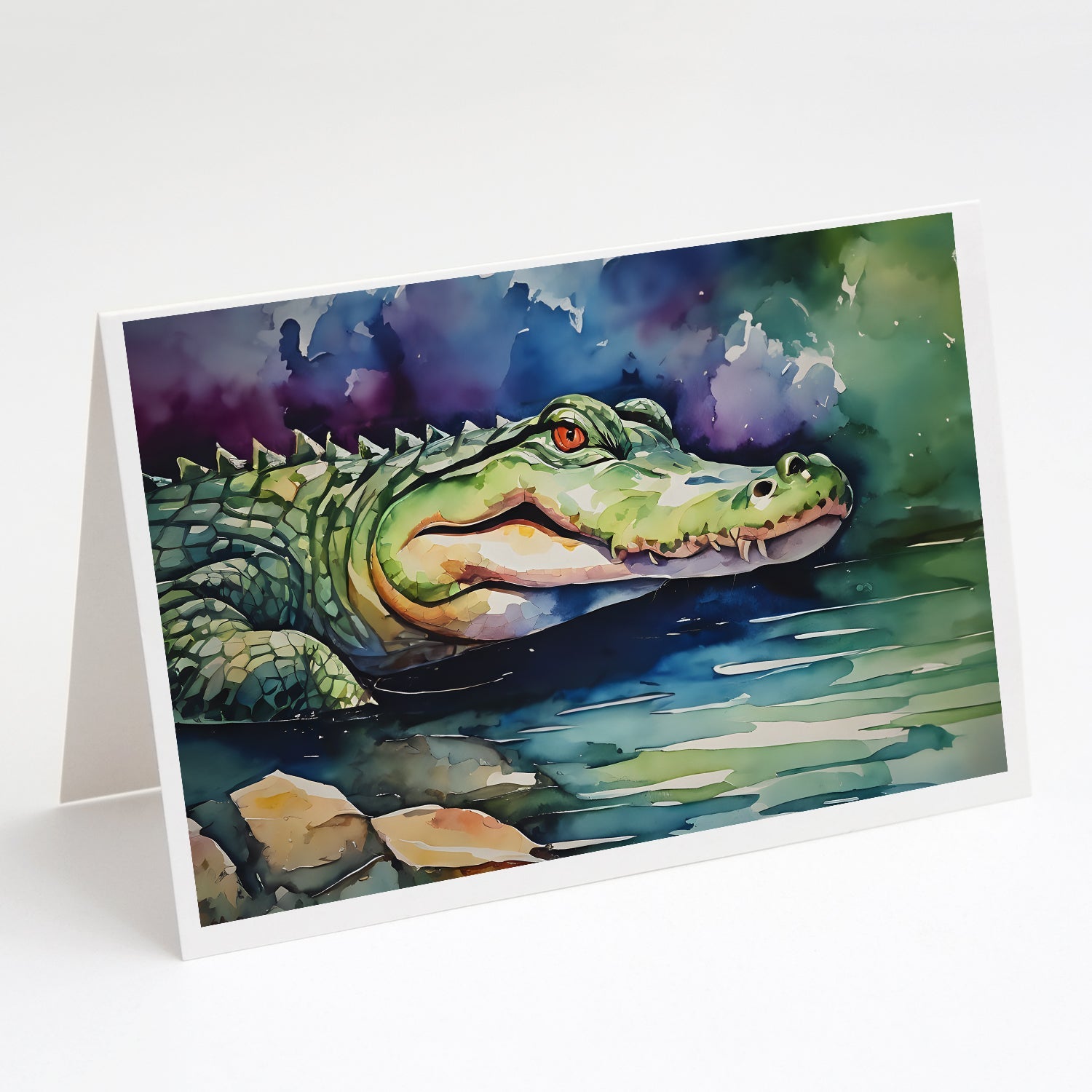 Alligator Greeting Cards Pack of 8 Blank Cards with Envelopes Whimsical A7 Size 5x7