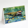 Alligator Greeting Cards Pack of 8 Blank Cards with Envelopes Whimsical A7 Size 5x7