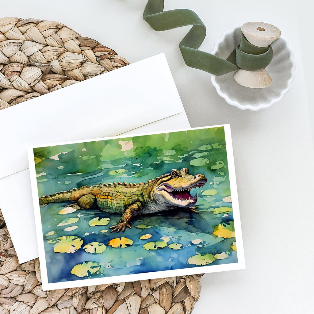 Alligator Greeting Cards Pack of 8 Blank Cards with Envelopes Whimsical A7 Size 5x7