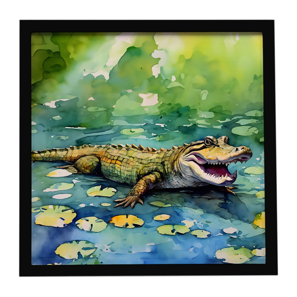 Alligator Framed Metal Print Bathroom, Kitchen, Office, Home Decor Wall Art Ready to Hang, Square, 8X8