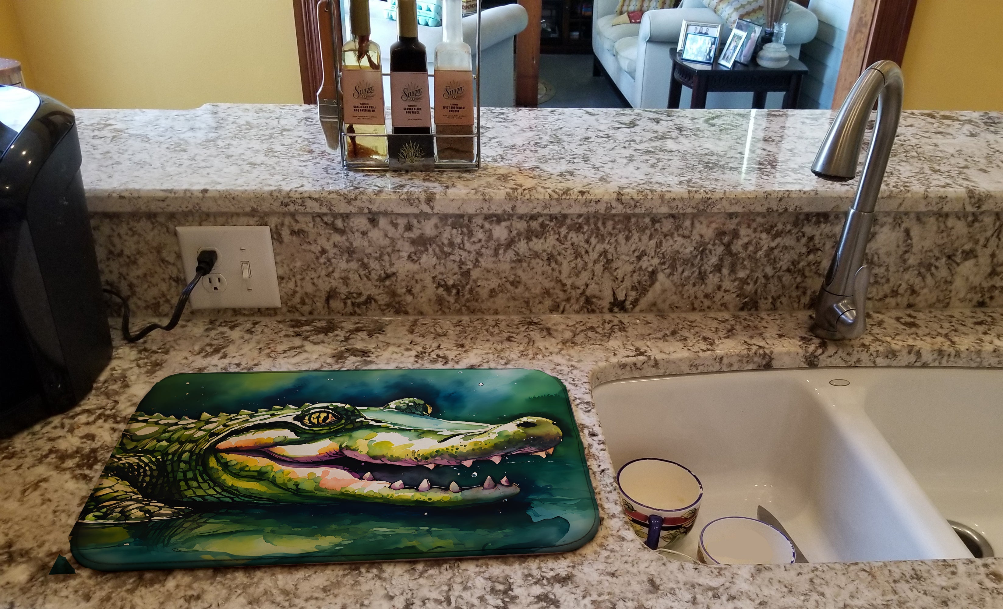 Alligator Dish Drying Mat Absorbent Dish Drying Mat Pad for Kitchen Counter Dish Drainer Mat for Countertop, 14 x 21", Multicolor