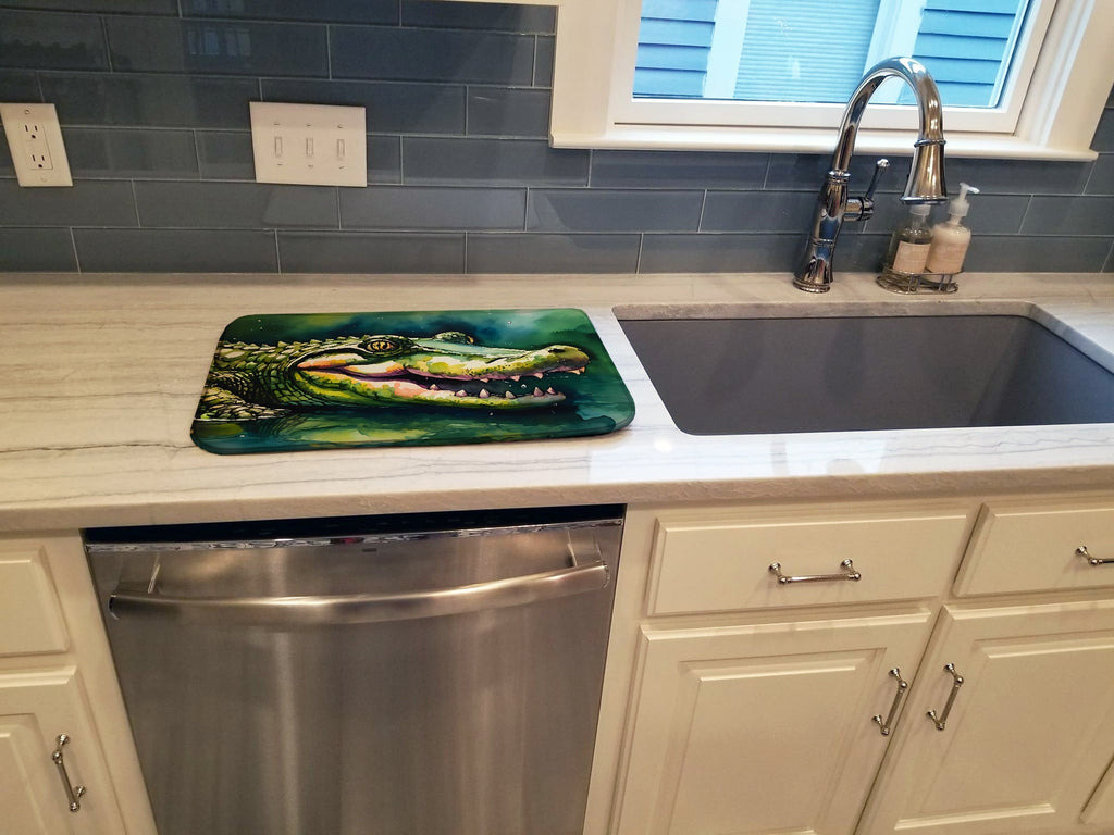 Alligator Dish Drying Mat Absorbent Dish Drying Mat Pad for Kitchen Counter Dish Drainer Mat for Countertop, 14 x 21", Multicolor