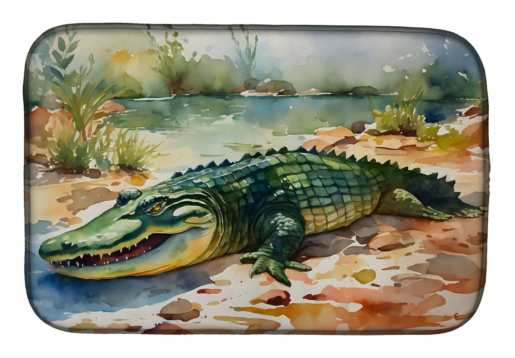 Alligator Dish Drying Mat Absorbent Dish Drying Mat Pad for Kitchen Counter Dish Drainer Mat for Countertop, 14 x 21", Multicolor