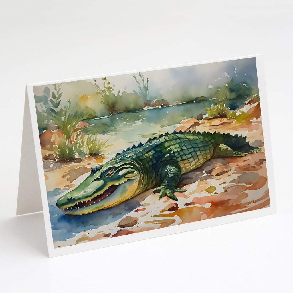 Alligator Greeting Cards Pack of 8 Blank Cards with Envelopes Whimsical A7 Size 5x7