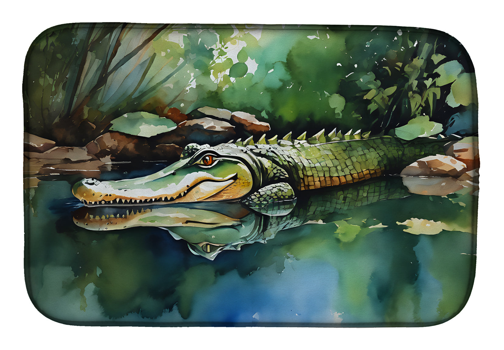 Alligator Dish Drying Mat Absorbent Dish Drying Mat Pad for Kitchen Counter Dish Drainer Mat for Countertop, 14 x 21", Multicolor