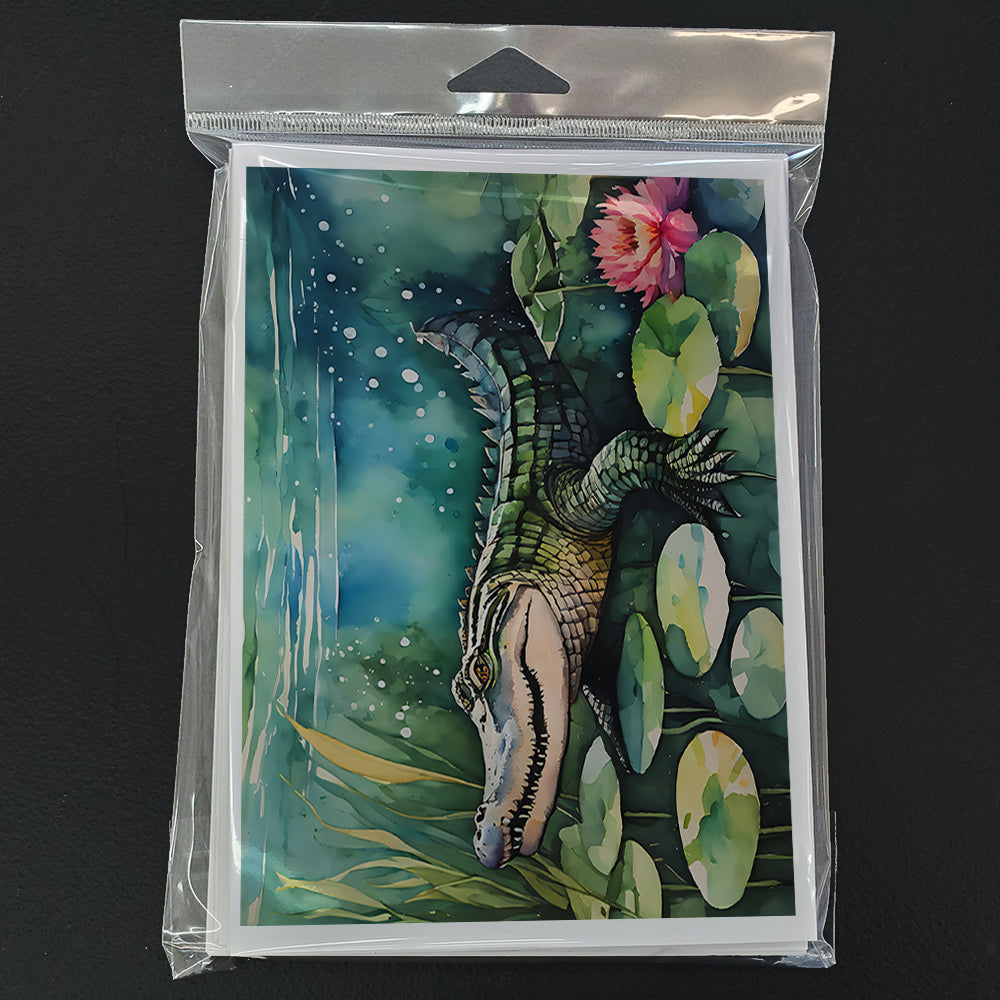 Alligator Greeting Cards Pack of 8 Blank Cards with Envelopes Whimsical A7 Size 5x7