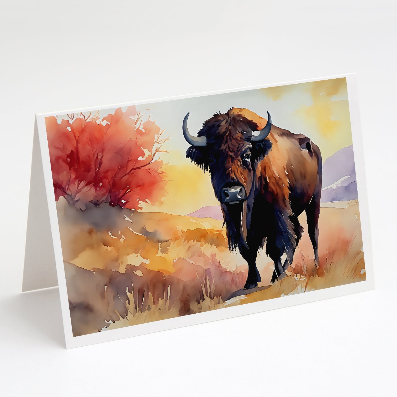 American Bison Greeting Cards Pack of 8 Blank Cards with Envelopes Whimsical A7 Size 5x7