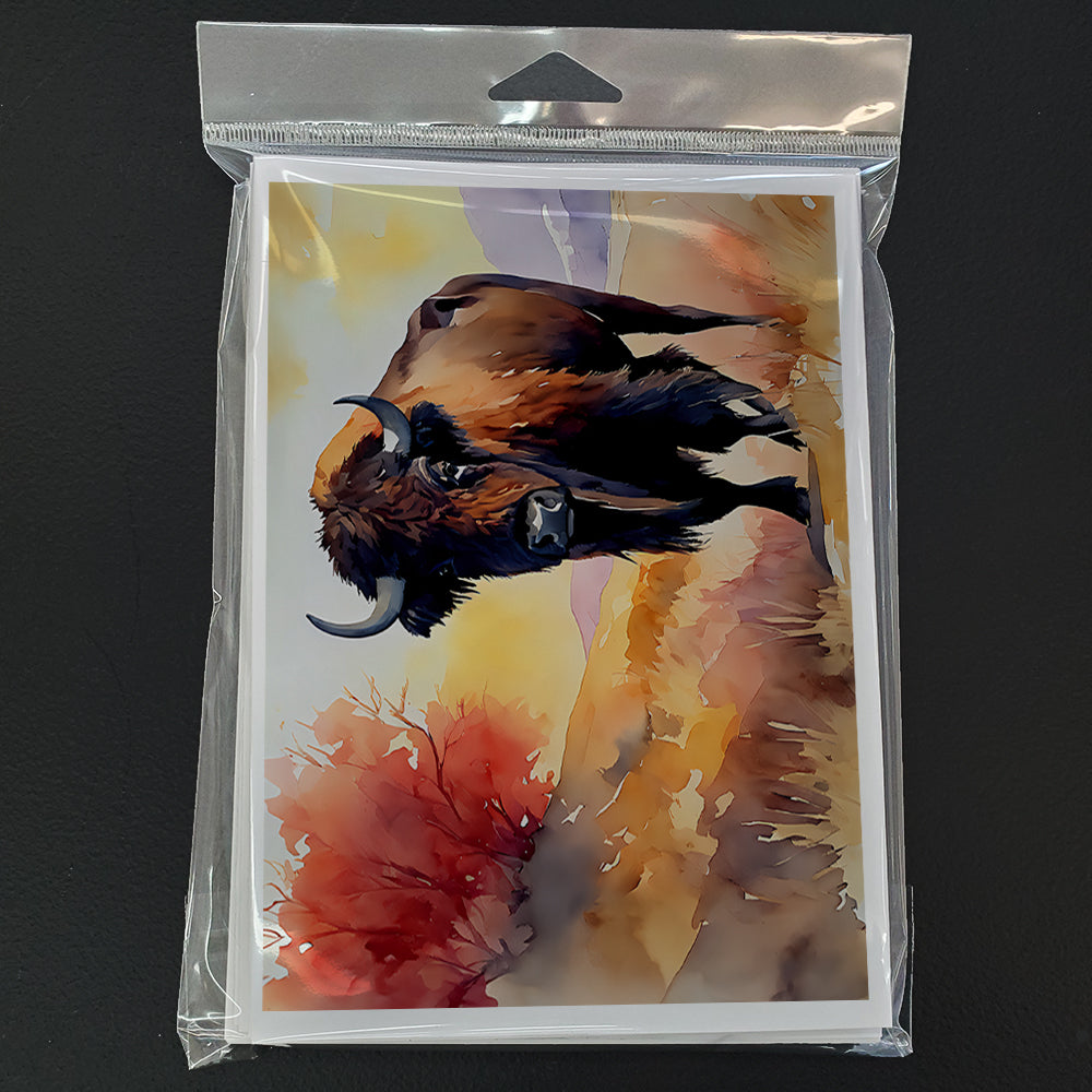 American Bison Greeting Cards Pack of 8 Blank Cards with Envelopes Whimsical A7 Size 5x7
