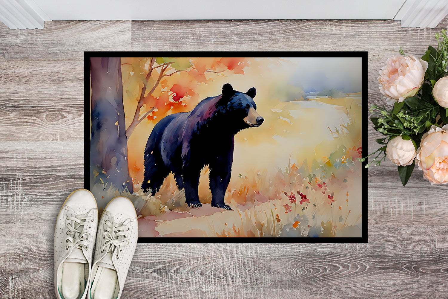 American Black Bear Doormat Indoor Outdoor 24H X 36W Front Door Mat Rugs for Entryway, Non Slip Washable Low Pile,