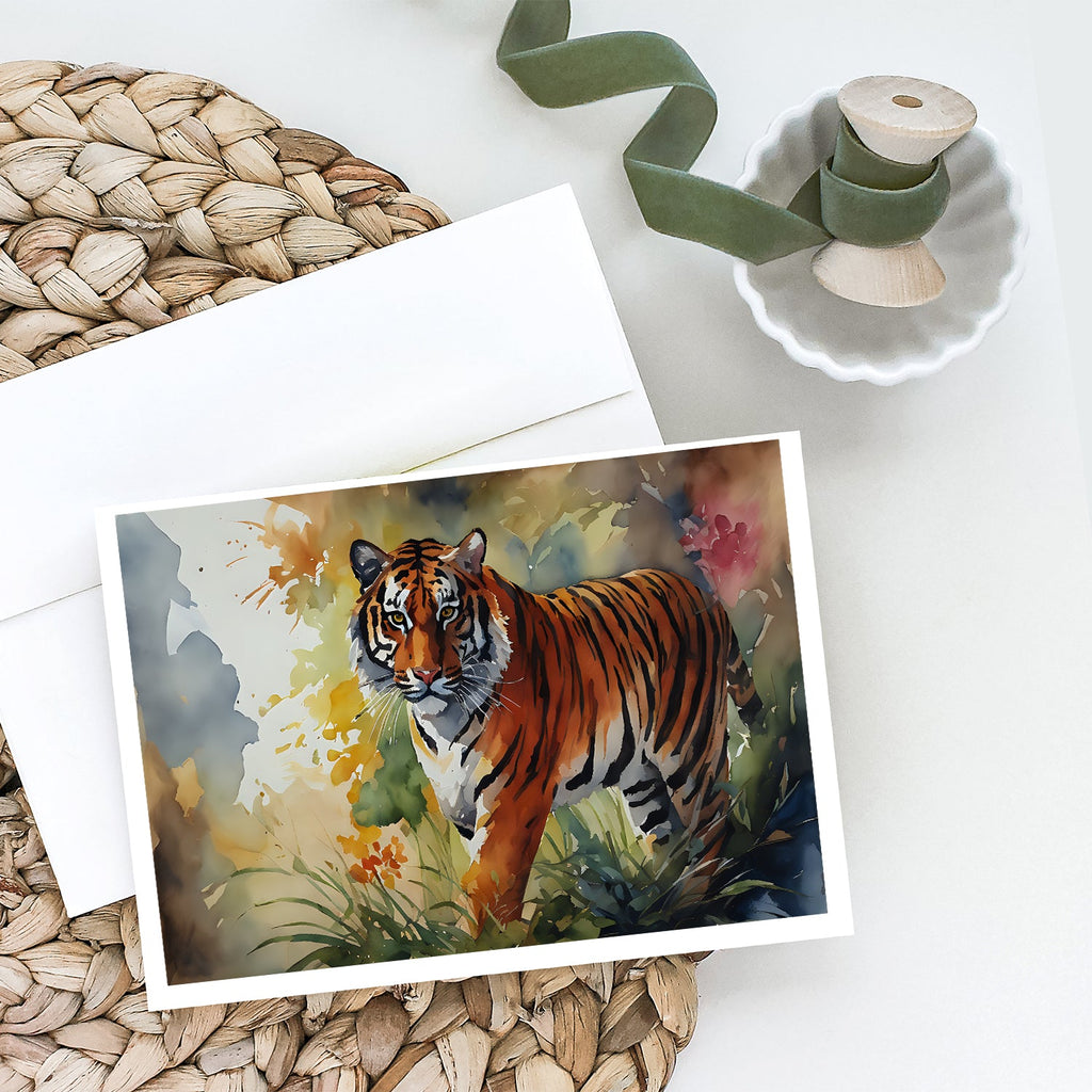 Bengal Tiger Greeting Cards Pack of 8 Blank Cards with Envelopes Whimsical A7 Size 5x7