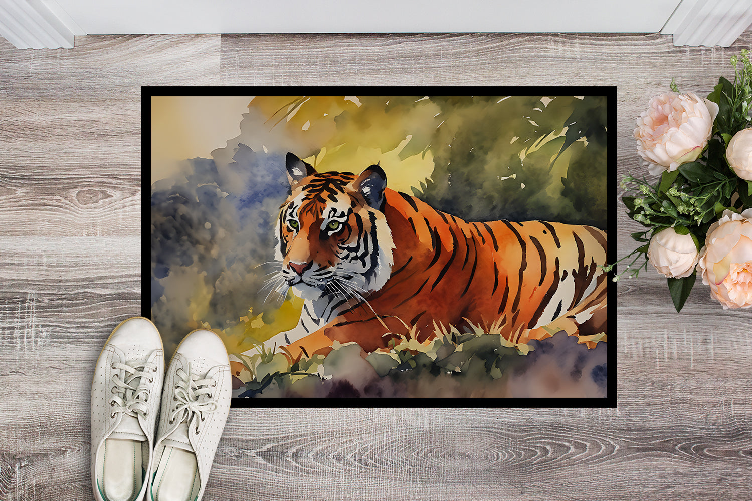 Bengal Tiger Doormat Indoor Outdoor 24H X 36W Front Door Mat Rugs for Entryway, Non Slip Washable Low Pile,