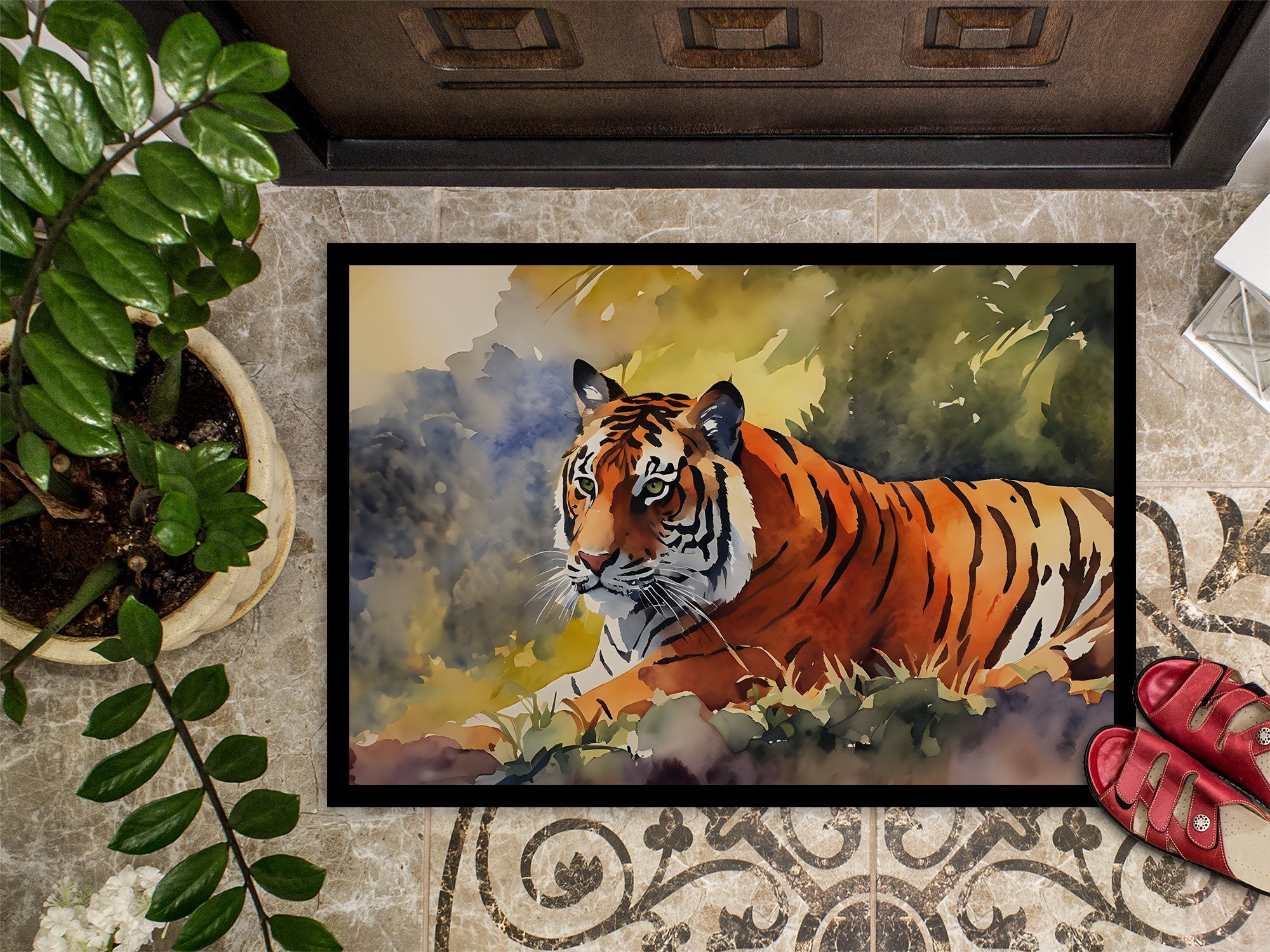 Bengal Tiger Doormat Indoor Outdoor 18H X 27W Front Door Mat Rugs for Entryway, Non Slip Washable