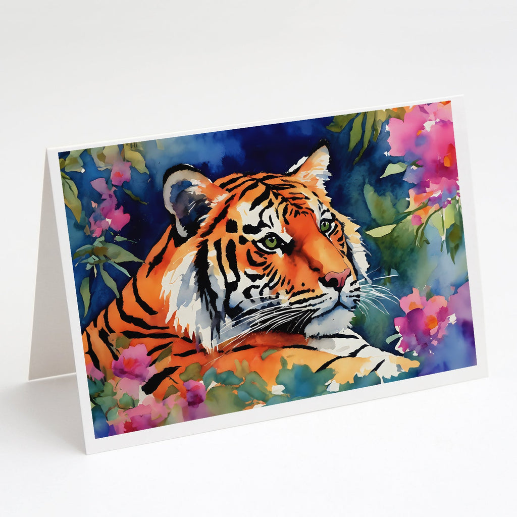 Bengal Tiger Greeting Cards Pack of 8 Blank Cards with Envelopes Whimsical A7 Size 5x7