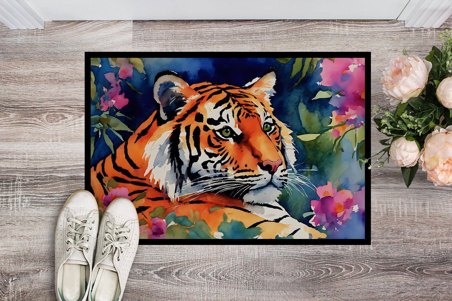 Bengal Tiger Doormat Indoor Outdoor 24H X 36W Front Door Mat Rugs for Entryway, Non Slip Washable Low Pile,