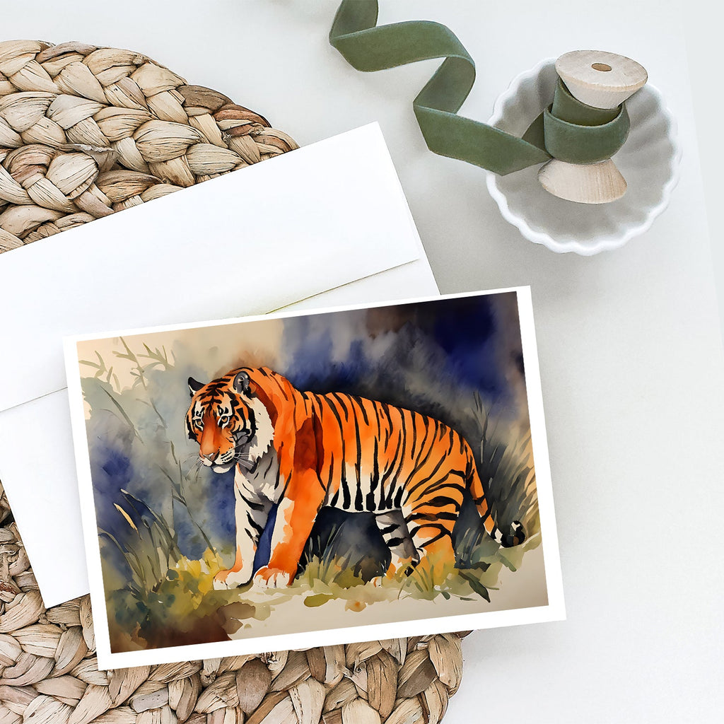 Bengal Tiger Greeting Cards Pack of 8 Blank Cards with Envelopes Whimsical A7 Size 5x7