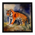 Bengal Tiger Framed Metal Print Bathroom, Kitchen, Office, Home Decor Wall Art Ready to Hang, Square, 8X8