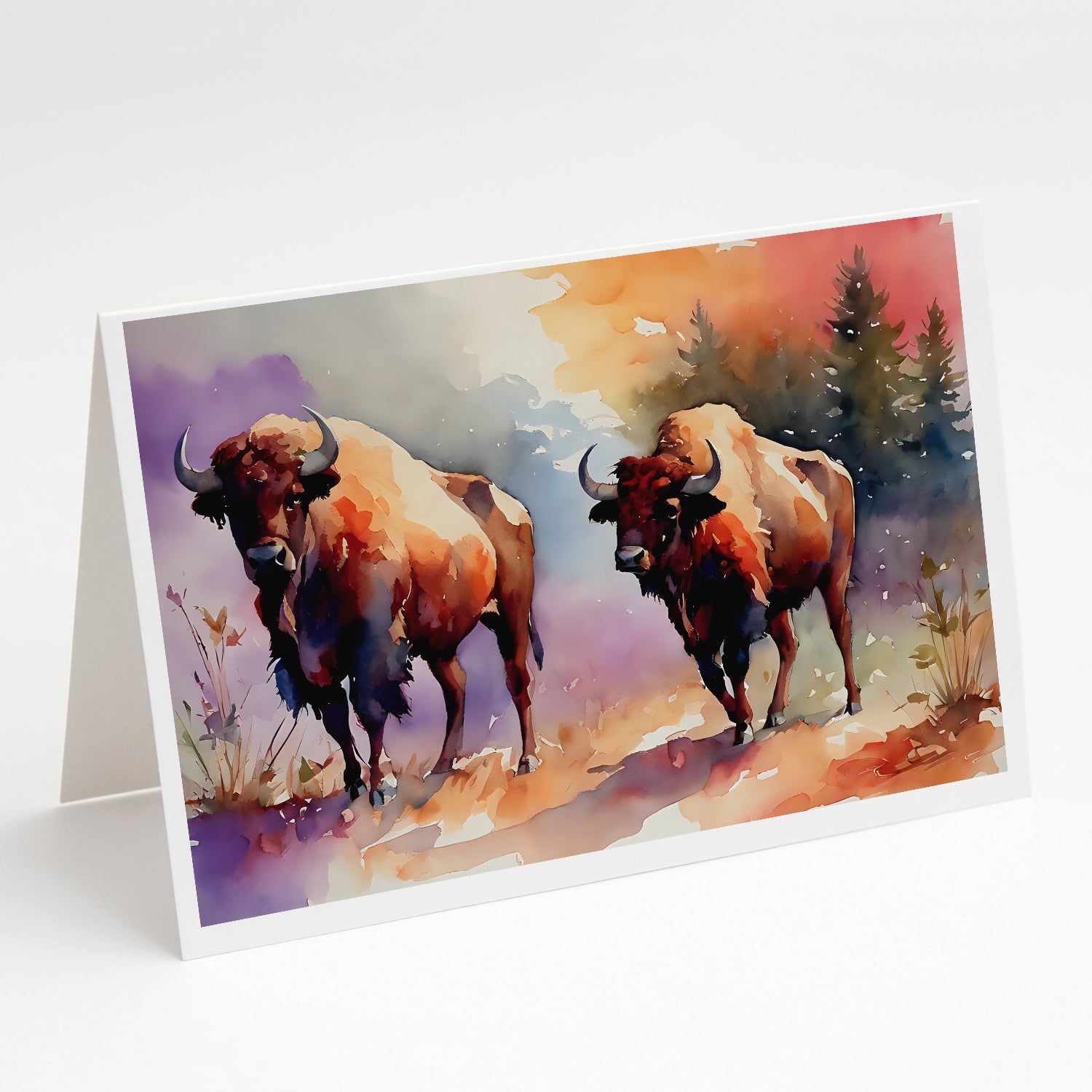 Buffalo Greeting Cards Pack of 8 Blank Cards with Envelopes Whimsical A7 Size 5x7