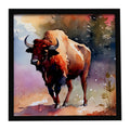 Buffalo Framed Metal Print Bathroom, Kitchen, Office, Home Decor Wall Art Ready to Hang, Square, 8X8