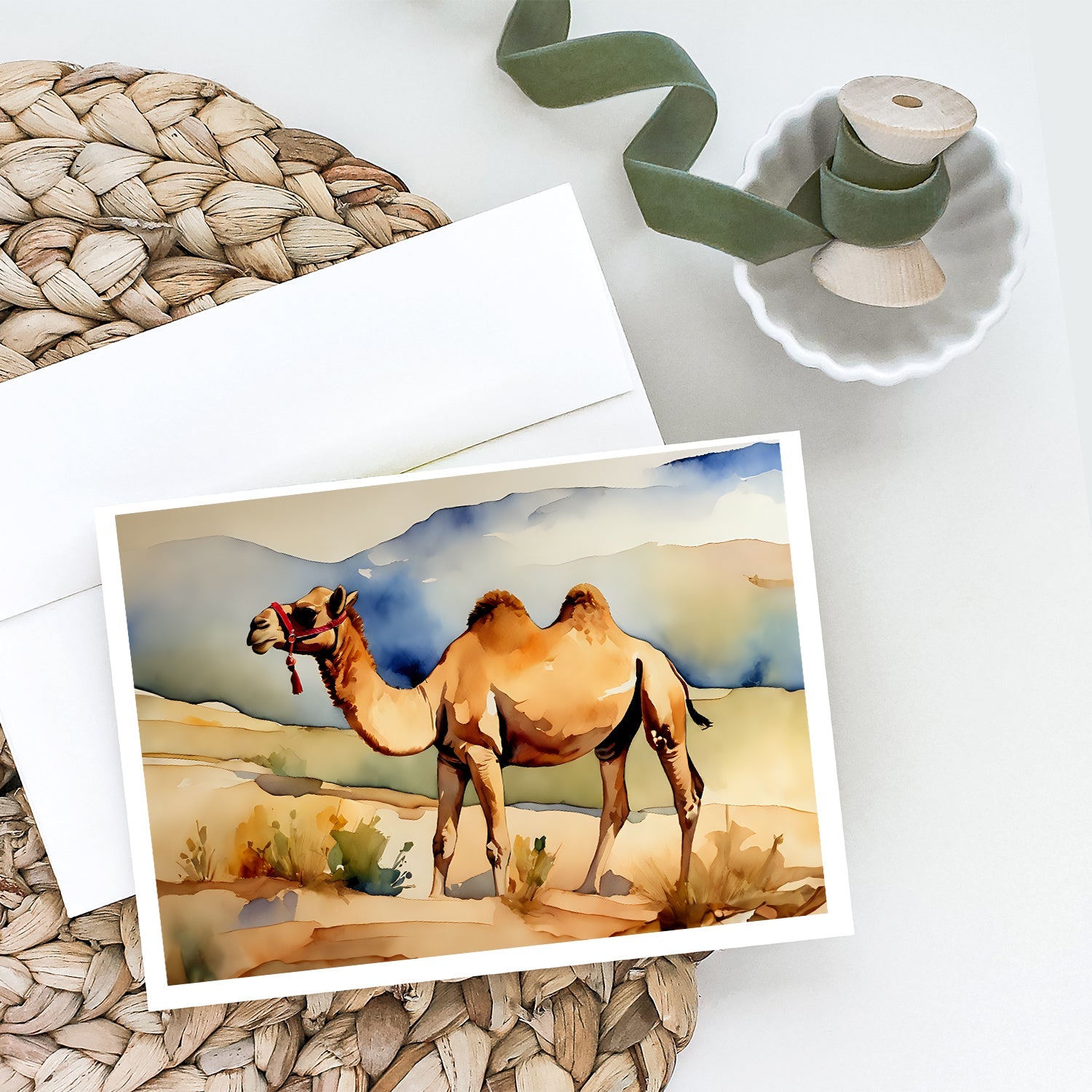 Camel Greeting Cards Pack of 8 Blank Cards with Envelopes Whimsical A7 Size 5x7