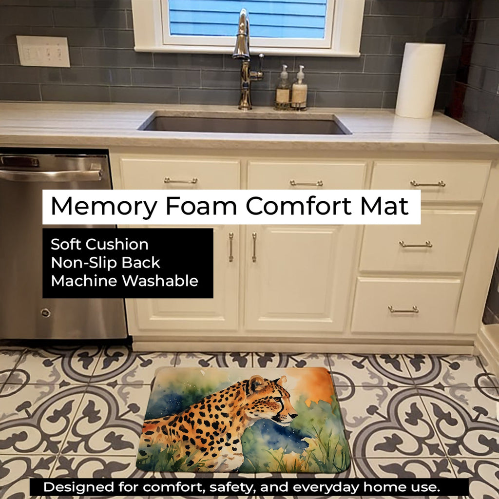 Cheetah Memory Foam Kitchen Mat Machine Washable Anti-Fatigue Cushion Comfort Bath or Kitchen Rug