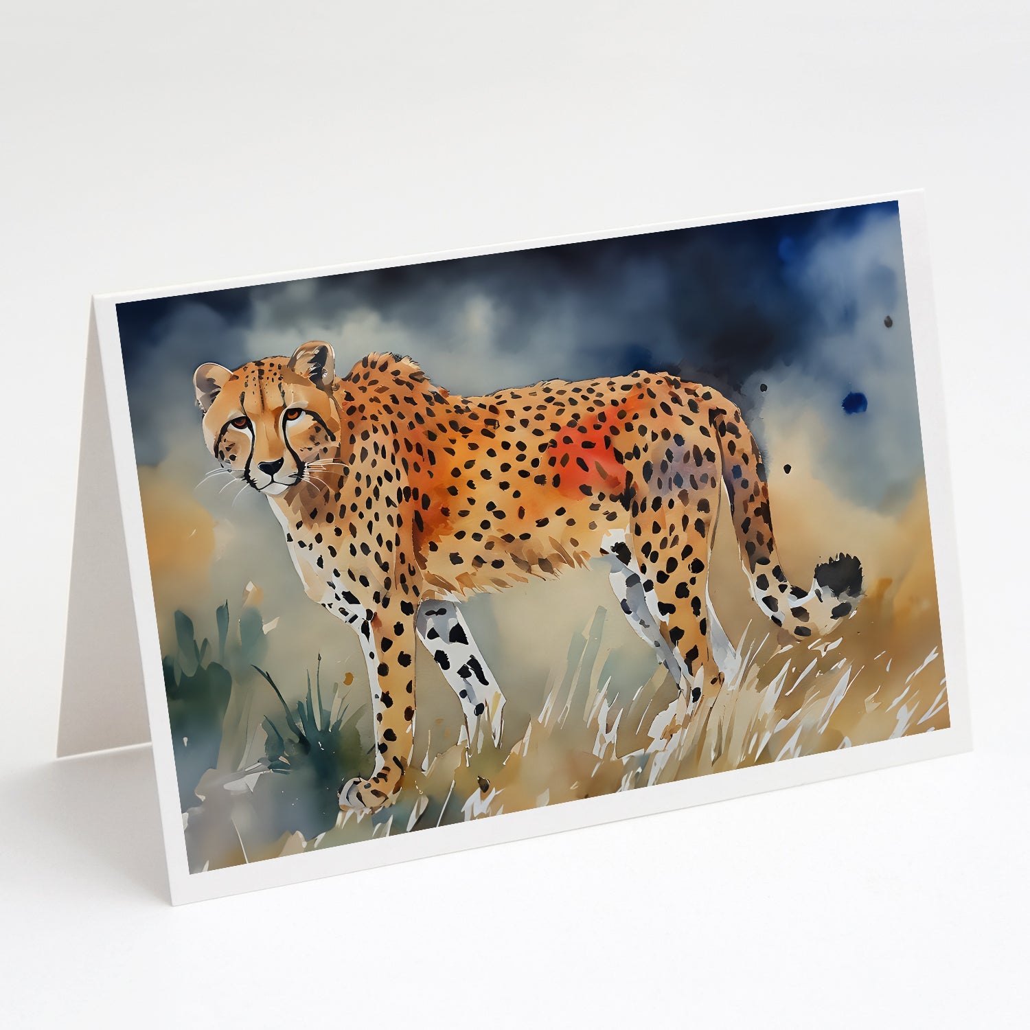 Cheetah Greeting Cards Pack of 8 Blank Cards with Envelopes Whimsical A7 Size 5x7