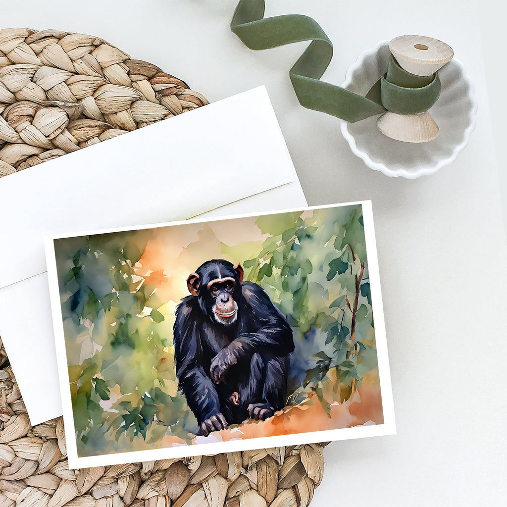 Chimpanzee Greeting Cards Pack of 8 Blank Cards with Envelopes Whimsical A7 Size 5x7