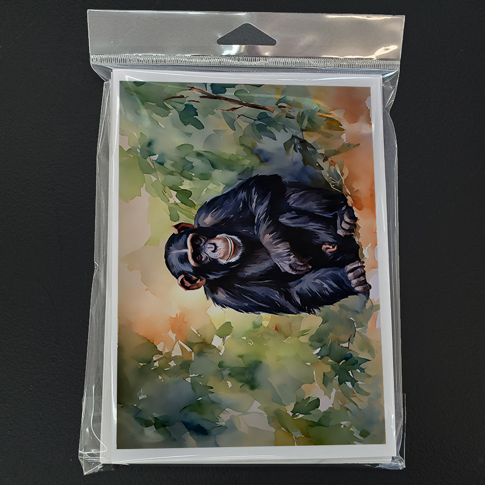 Chimpanzee Greeting Cards Pack of 8 Blank Cards with Envelopes Whimsical A7 Size 5x7