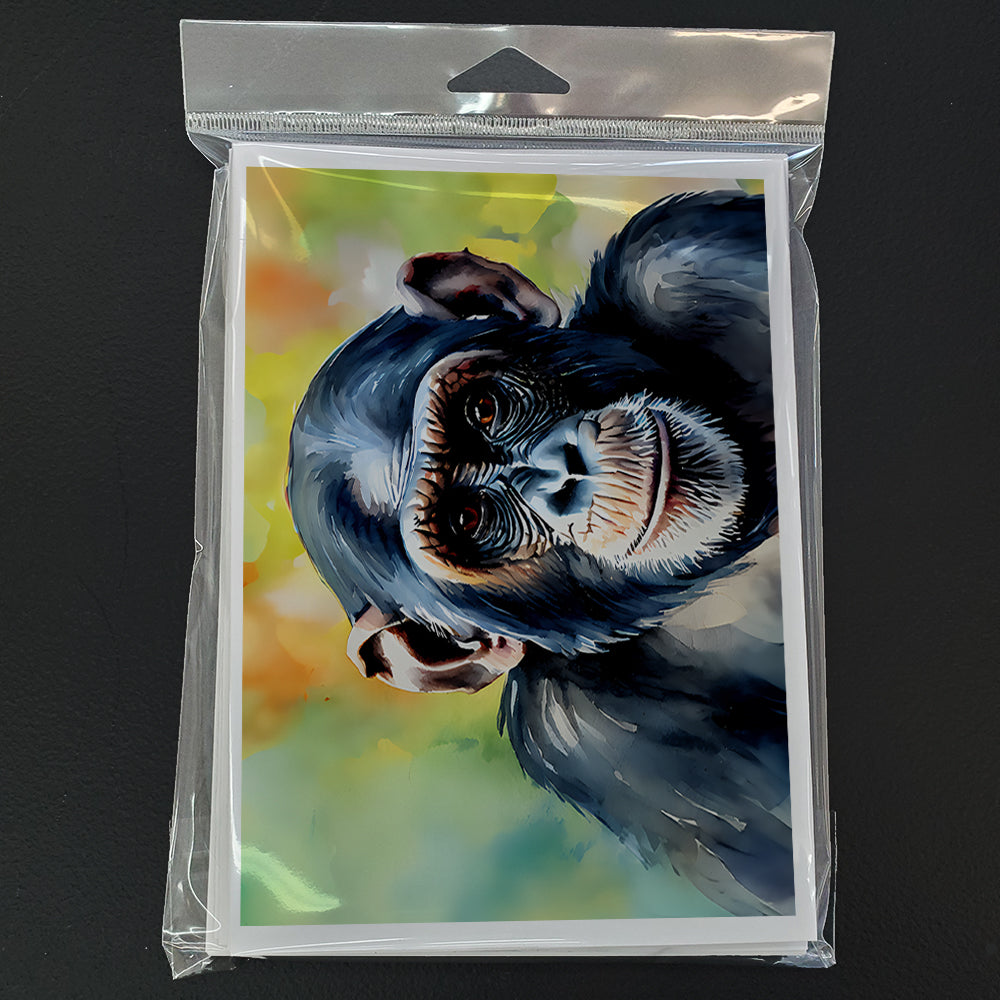 Chimpanzee Greeting Cards Pack of 8 Blank Cards with Envelopes Whimsical A7 Size 5x7