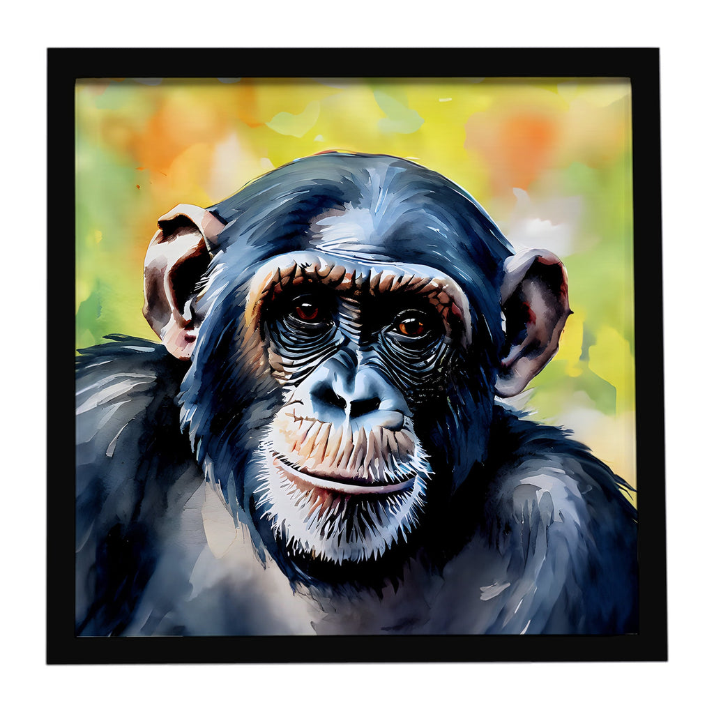 Chimpanzee Framed Metal Print Bathroom, Kitchen, Office, Home Decor Wall Art Ready to Hang, Square, 8X8